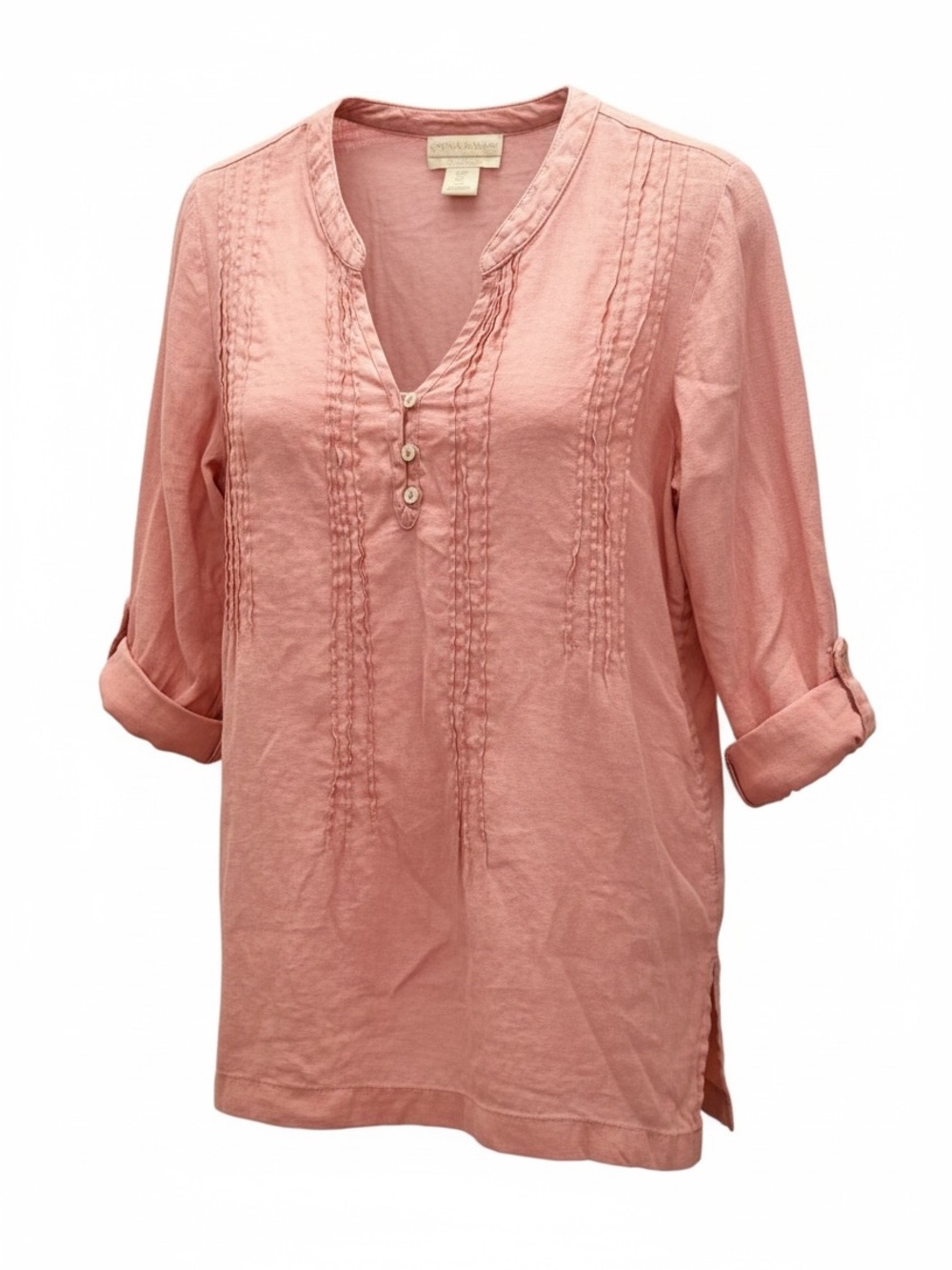 Cynthia Rowley 100% Linen Pintuck Tunic Blouse